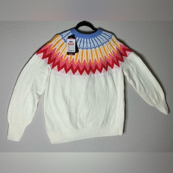 Nordic Pattern Crew Neck Sweater in Blue and Yellow - Picture 4 of 7